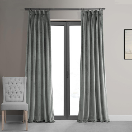 Cortina De Terciopelo Plisada Opaca 140 X 213 Cm