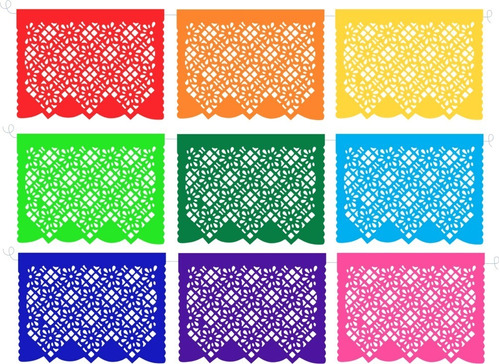 Decoración Papel Picado Mosaico Floral Papel 100 Tiras