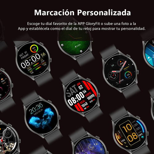 Imagen 9 de 10 de Smartwatch Kieslect Kr 1.32" caja 45.7mm de metal negra, malla negra de silicona y bisel negro