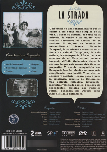 La Strada Federico Fellini Pelicula Dvd (Usado)