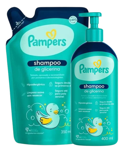  Kit Shampoo Glicerina Pampers 400ml + 1 Refil