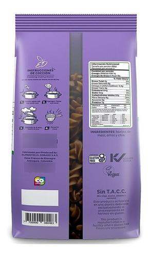 Imagen 2 de 5 de Oferta Del Dia Pasta El Dorado X250 Gr Chía Fusilli Sin Glut