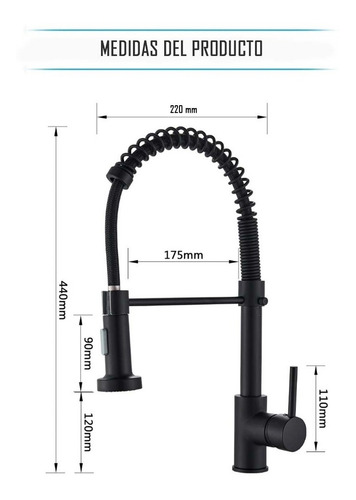 Imagen 4 de 9 de Llave Grifería Lavaplatos Cuello Cisne Flexible Negro