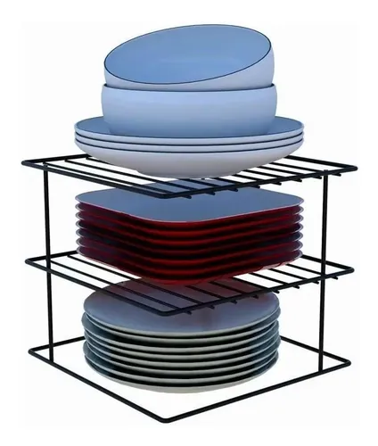 Organizador De Pratos Divisor 3 Níveis Rack Aramado Cozinha Cor P...