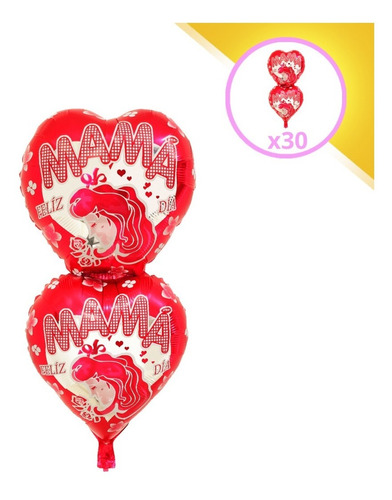 Kit 30 Globos Metálicos Corazón 10 De Mayo Día De La Madre 