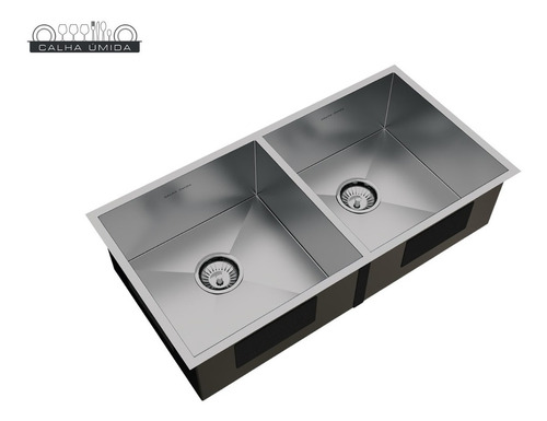 Cuba Dupla Inox Quadrada Gourmet Com Válvula 800 X 400