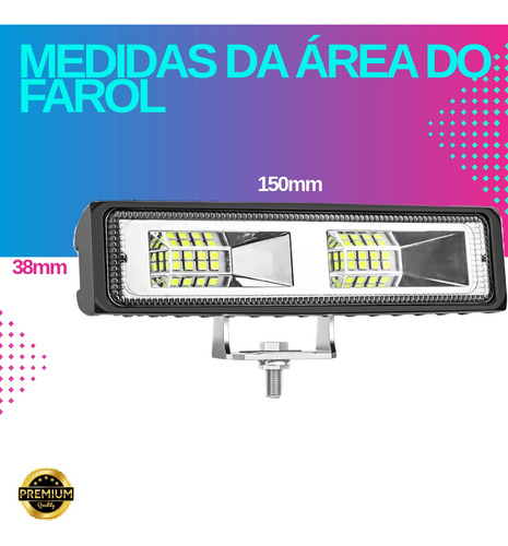 Kit 2 Farol De Milha Led Mini Barra 16 Leds 48w Bivolt Par