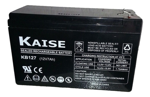 Batería Seca Recargable 12 Voltios 7 Ah Kaise - Ups