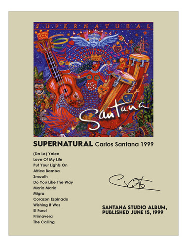 Poster Papel Fotografico Carlos Santana Supernatural 120x80