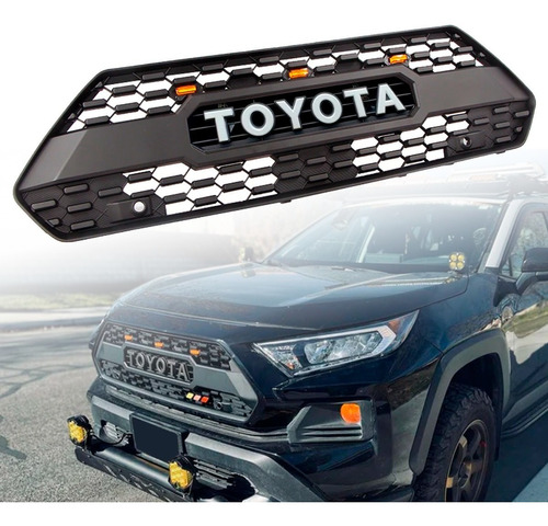 Parrilla Negra Led Ambar Rav4 Letras Toyota 2020