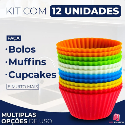 Kit De 12 Mini Moldes De Silicona For Hornear Magdalenas,