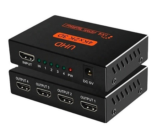 Splitter Hdmi 4 X 1 Multipuerto 4 Salidas + Cargador 