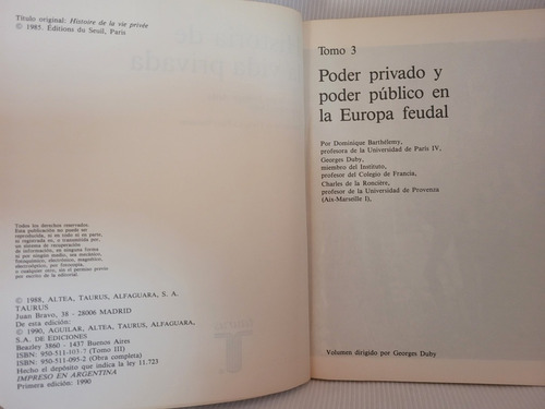 Imagen 5 de 8 de Historia De La Vida Privada Tomo 3 Aries Duby Taurus