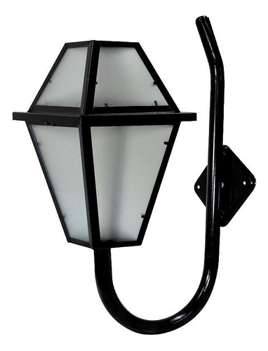 Luminária Imperial Braço Curvo Parede Alumínio Preto 56x38cm