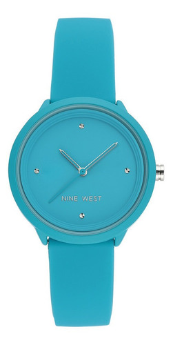 Reloj Nine West  Colors Mujer Correa Silicón  Azul Neón 