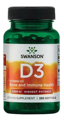 Swanson - Vitamina D3 - 250softgel - 5000ui - Sabor Neutro