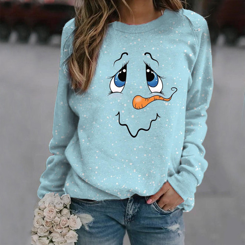 Imagen 2 de 8 de Sudadera Mujer Navidad Manga Larga Cuello Redondo Estampado