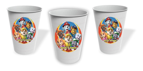 Vasos Patrulla Canina Cumpleaños Personalizado Pack X10