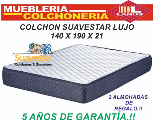 Colchón 2 1/2 plazas de espuma Suavestar Lujo beige - 140cm x 190cm x 21cm