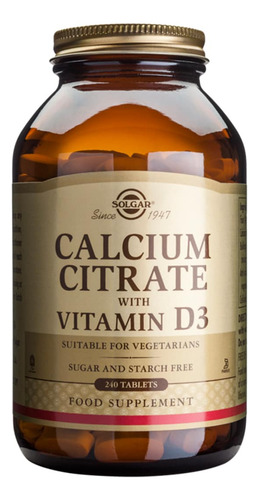 Citrato De Calcio + Vitamina D3 (240 Tabs)