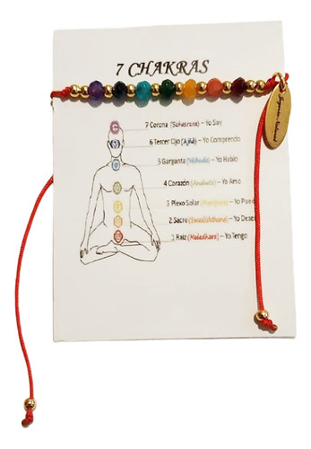 Pulsera 7 Chakras Cuarzos Naturales Hilo Rojo Protector Yoga