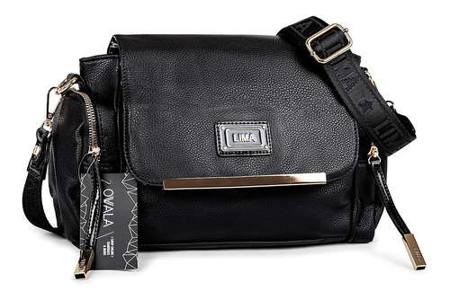 Imagen 4 de 5 de Cartera Bandolera Mujer Lima Cuero Sintetico Negra Dama