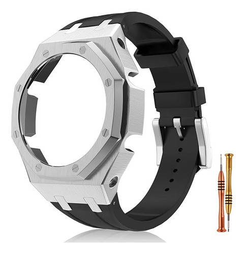 Malla Goma Con Caja Metal Para Reloj Casio G-shock Ga2100