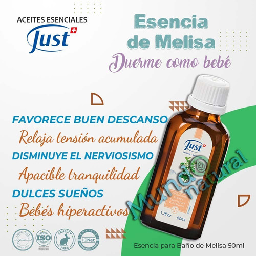 Imagen 2 de 7 de Swiss Just Aceite Esencial Herbal De Melisa 50ml Original