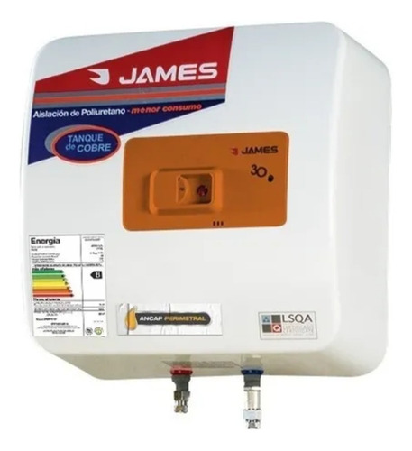 Calefon Termotanque James 30 Litros Prisma Cobre Espesor Max Color Blanco