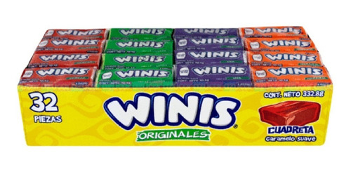 Winis Chicloso Minis Originales Caramelo Suave Dulce 32 Pz