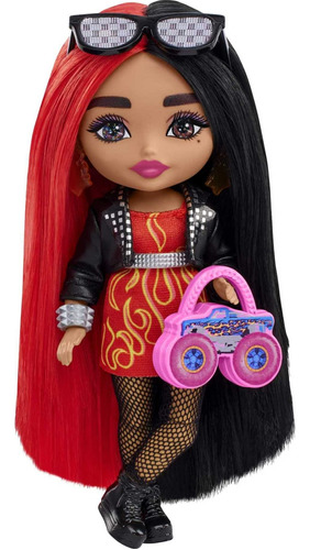 Barbie Muñeca Y Accesorios Extra Minis Con Pelo Rojo Y Neg.