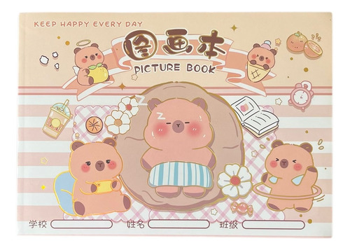 Block De Dibujo Diseño Capibara Con Stickers 20.5x28.5cms.