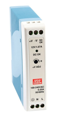 Imagen 1 de 3 de Fuente De Poder 12vdc 1.67amp 85-264vac Meanwell Mdr-20-12