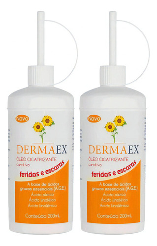  Kit 2 Dermaex Óleo Cicatrizante Para Feridas E Escaras 200ml