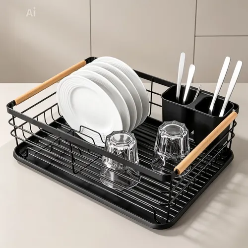 Secaplatos Nórdico Premium Asas En Madera 10platos Grupo Srz Negro