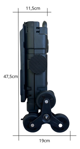 Sem Bagunça - Carrinho De Compras Dobrável Com 8 Rodas - Carro multiuso, suporta carga de até 50kg. Sobe escada e vira maleta. Para camping, compras, passeios, transporte de cargas. Preto