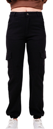 Pantalón De Jean Jogger Cargo Negro - Dama