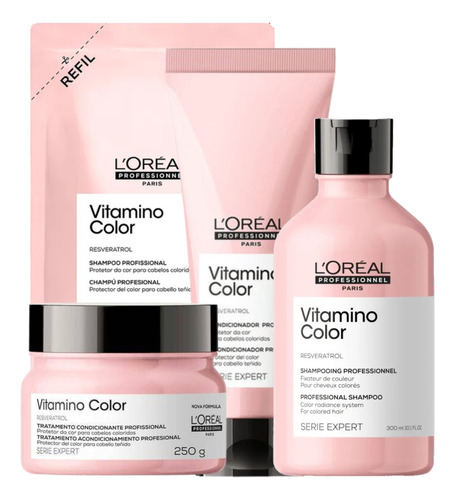 Kit L'oréal Vitamino Color Refil Sh + Shampoo + Cond + Másc