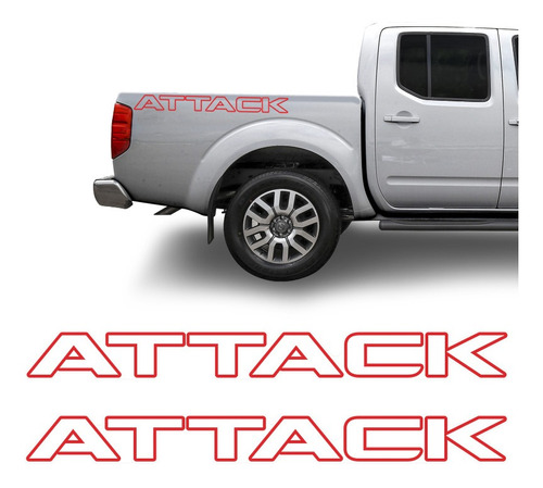 Par Adesivos Attack Nissan Frontier Modelo Original Vermelho