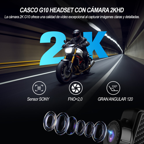 Casco De Moto Tnicer Intercom G10 Intercom Con Cámara