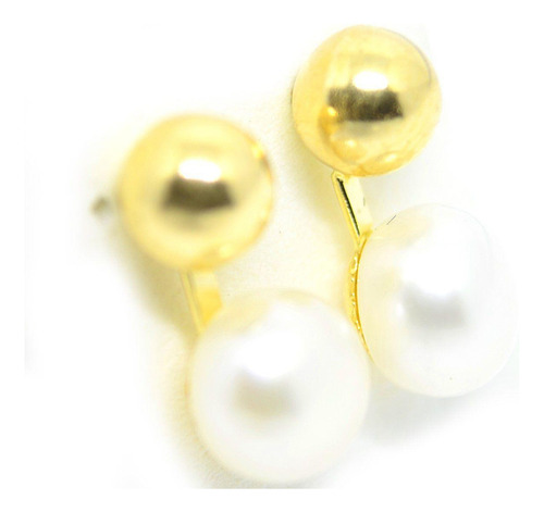 Brinco Em Ouro 18k Romeu E Julieta Pérola Natural 6mm B149