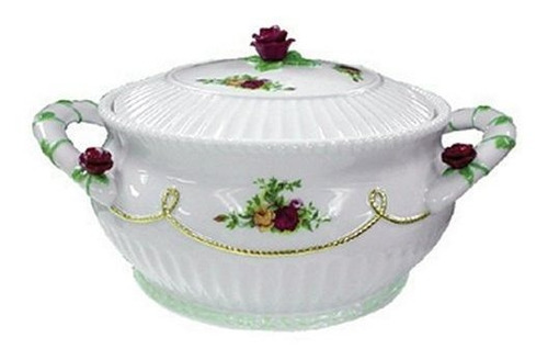 Royal Albert Old Country Rosas Cubiertas Cazuela Con Los Cap