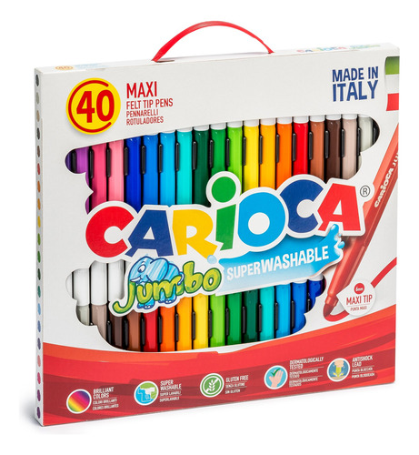 Plumones Carioca Jumbo Superlavables 40 U