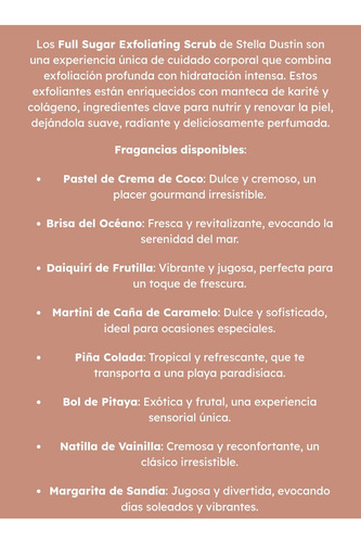 Full Sugar Exfoliating Scrub Stela Dustin Coconut Cream Pie Crema De Coco