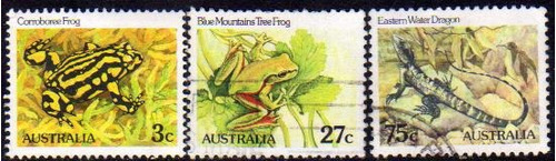 Australia Serie X 3 Sellos Usados Batracios Y Reptiles 1982