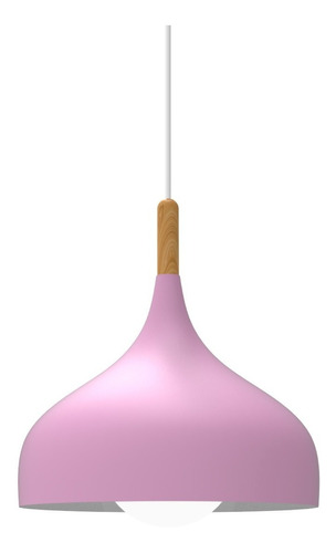 Lampara De Techo Ilios Innova F Colgante Macaron Con Madera Retro 30 Cm Diá Color Rosa Talla Rosa
