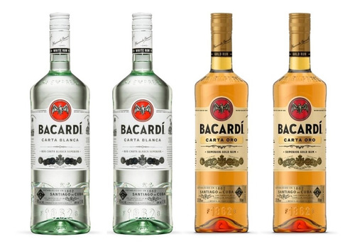 2 Bacardí Dorado 980ml + 2 Blanco 980ml Zetta Bebidas 