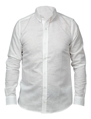 Camisa De Lino Manga Larga Para Hombre 