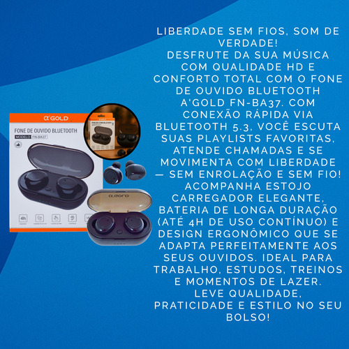 Fone Bluetooth Sem Fio Bateria Longa Duração Chamadas Música Preto