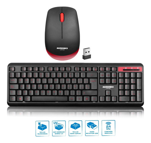 Kit Inalambrico Teclado Y Mouse Ebony Cybertel